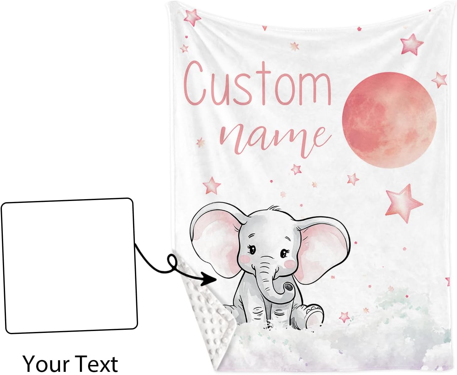 Custom Name Girl Crib Bedding Set for Infant Baby, Personalized Nursery Decor Elephant Pink Baby Blanket Fitted Crib Sheet Changing Pad Cover 3 Pcs, Great Gift from Parents