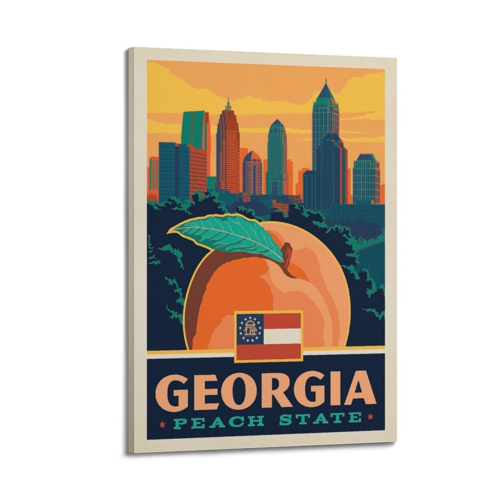 DLJGDS Vintage Travel Posters Georgia State Pride Decorative Painting Canvas Wall Posters And Modern Family Bedroom Decor 24x36inch(60x90cm)