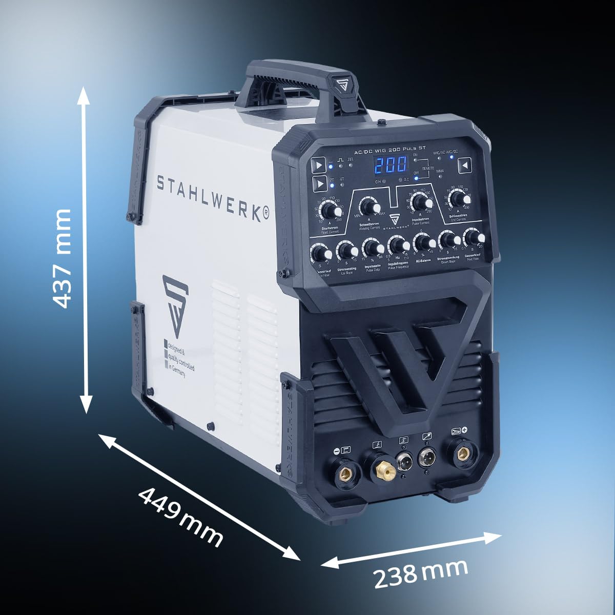 STAHLWERK Poste à souder AC/DC TIG 200 Puls ST – Inverter IGBT avec mode AC, MMA (ARC) jusqu'à 200 A, amorçage HF, fonction Pulse, mode 2T & 4T, Anti-Stick, idéal pour aluminium & tôles fines