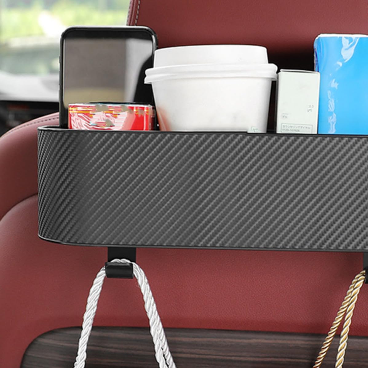 Toddmomy 2 Pezzi Organizer per Sedile Auto in Plastica Nero Spazio Extra per Bevande e Snack, Facile da Raggiungere, Scatola Portaoggetti Versatile per Viaggio e Uso Quotidiano