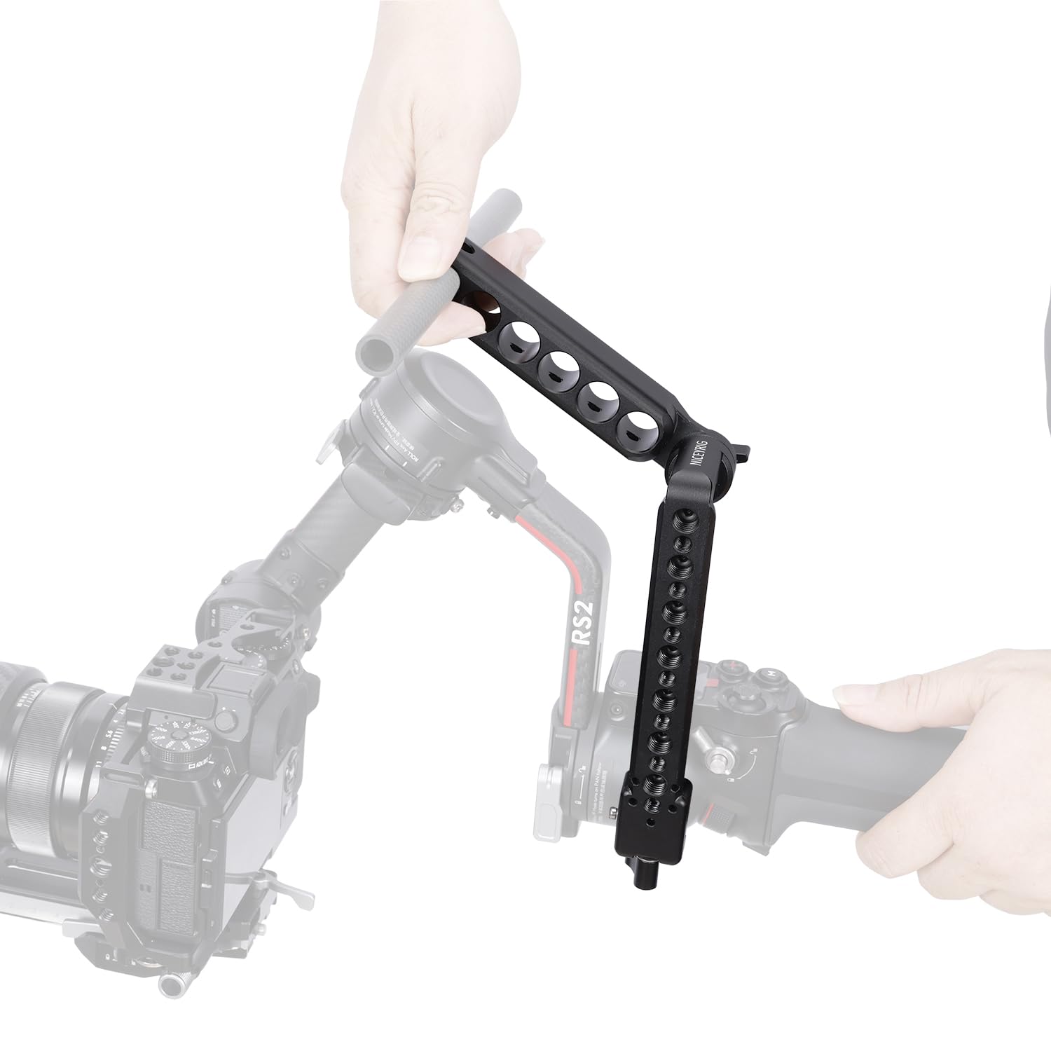 NICEYRIG Impugnatura laterale Manopole regolabili a 360° in lega di alluminio Impugnatura per DJI RS2/RSC2/RS3/RS3MINI/RS3Pro/RS4/RS4 Pro Stabilizzatore Gimbal con morsetto Nato Rosette Mount-558