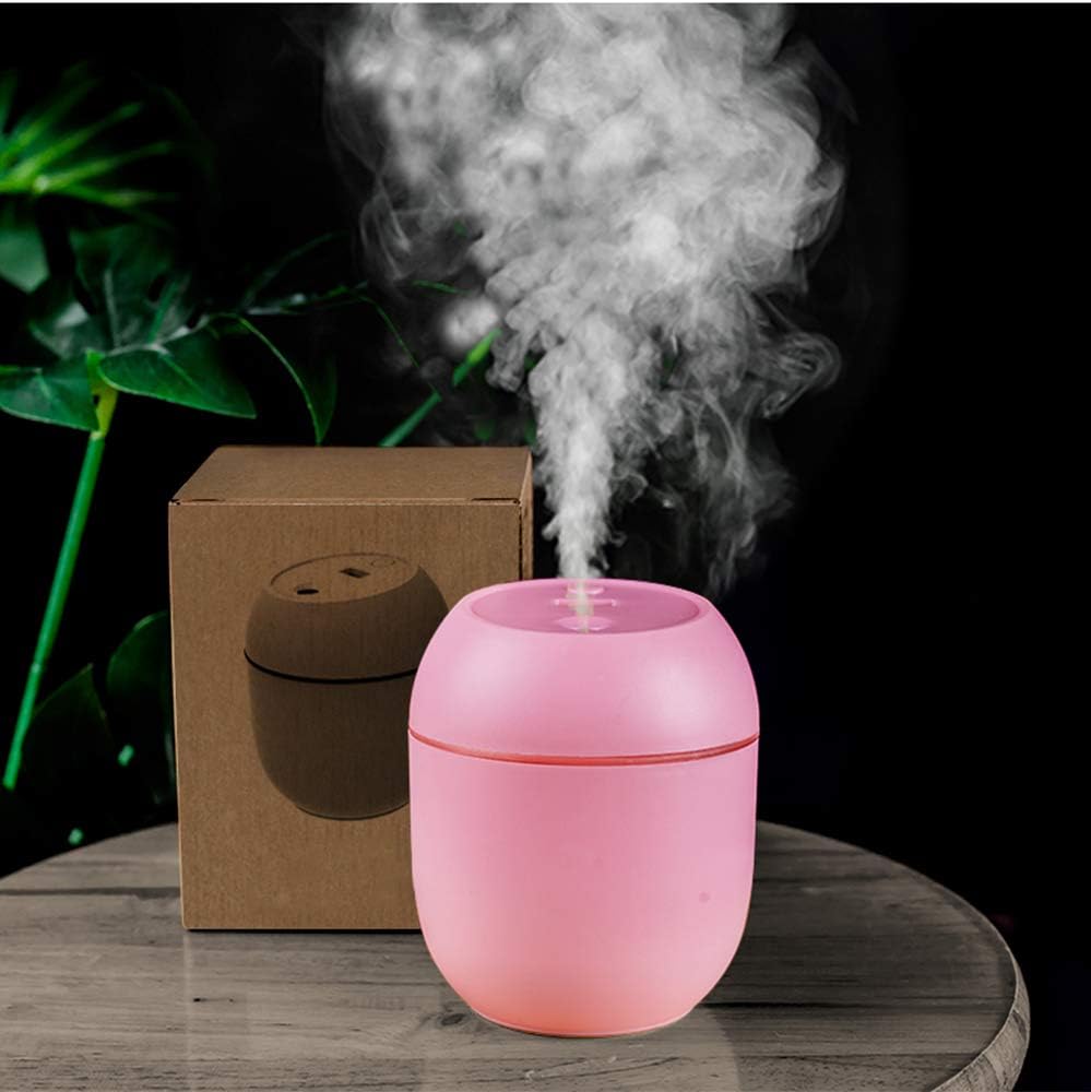 USB-Powered Mini Humidifiers for Bedroom Baby Home Office Car with LED,Air Humidifier for Facial moisturizer (Pink)