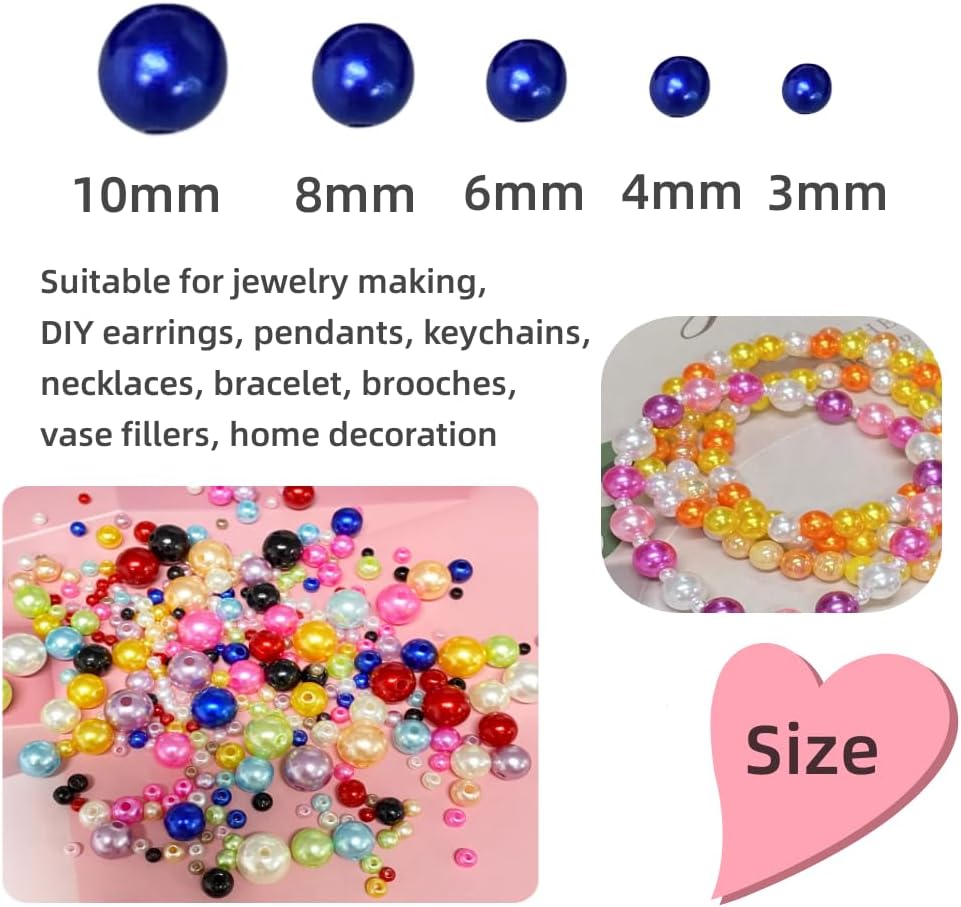 1800pcs 4mm Pearl Beads with Hole Round Loose Luste Craft Beads for Home Decoration Vase Fillers DIY Craft Making Jewelry Making Bracelet Necklace Earrings(Red) - Image 2