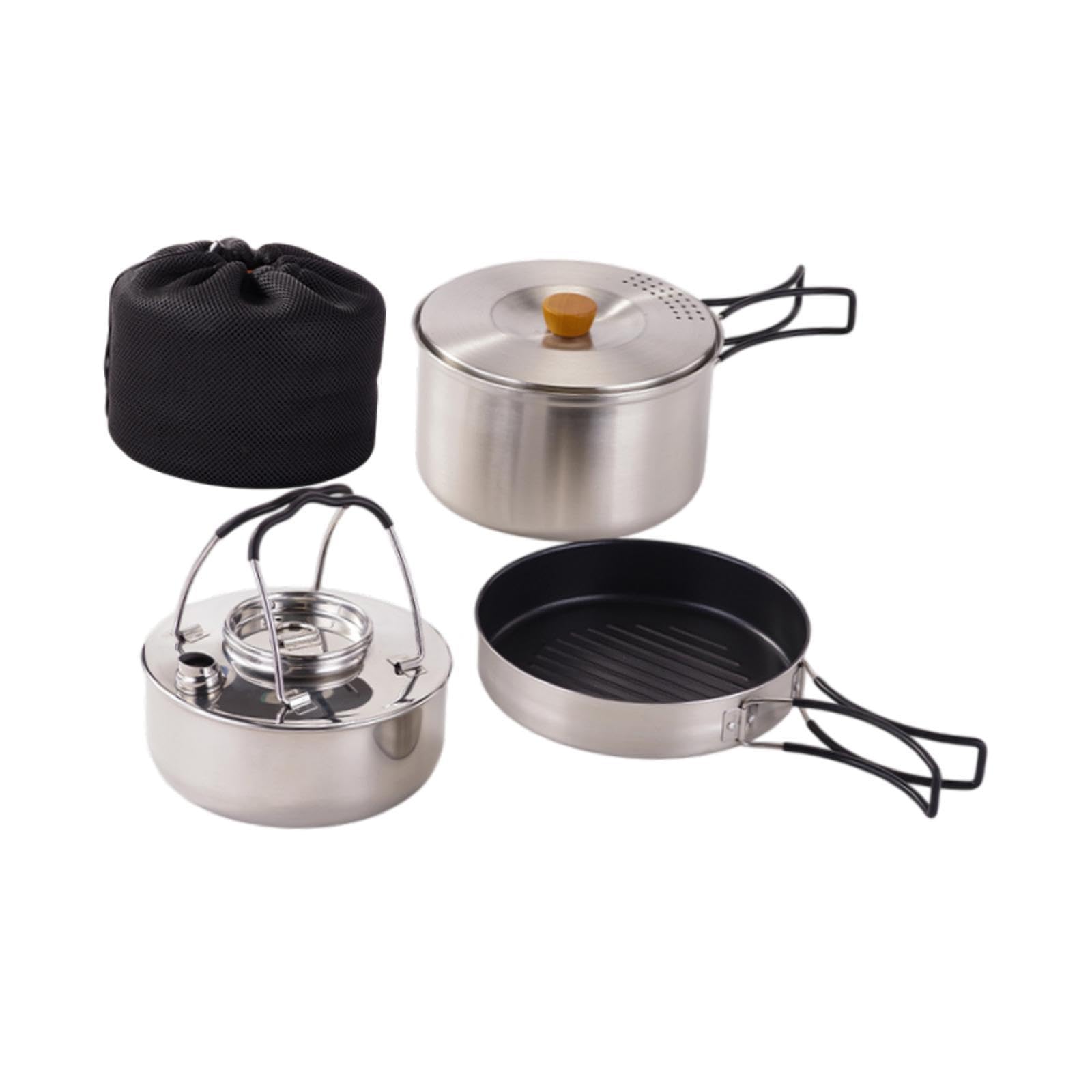 Poêle Et Bouilloire Camping Pliants Set Acier