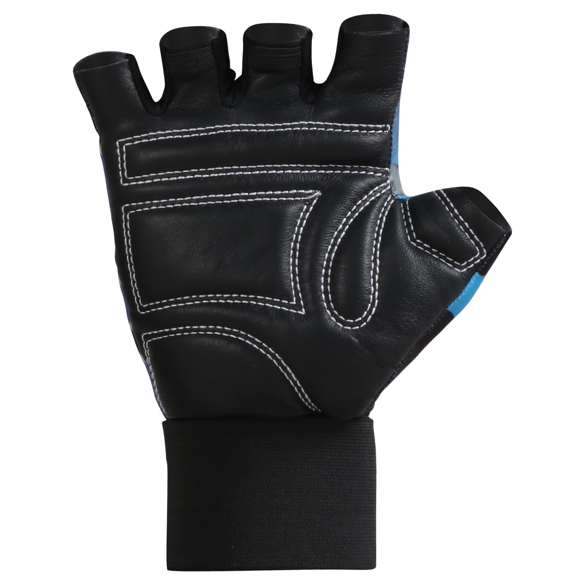 WMX Macho Unisex Leather Gym Gloves | for Professional Weightlifting, Fitness Training and Workout | with Half-Finger Length, Wrist Wrap for Protection (PRO GRIP BLUE, XL)-image-28