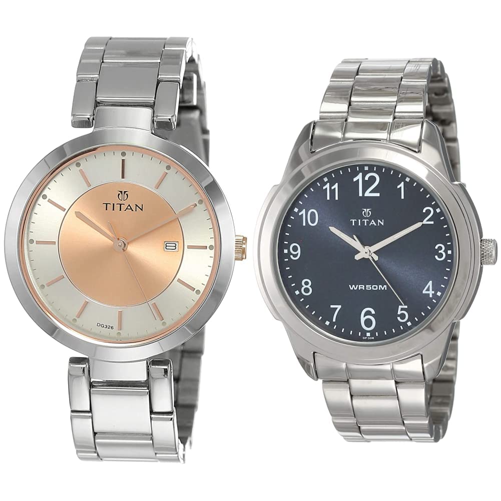 Titan Stainless Steel Analog Silver Unisex Watches Combo (Nk2480Km01,1585Sm05), Band Color:Silver, Dial_Assorted (B07X3KN8FM) Amazon Price History, Amazon Price Tracker
