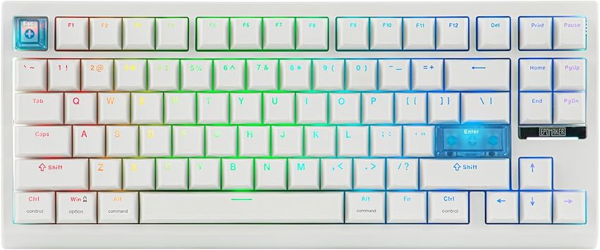 EPOMAKER G84 HE Wireless Hall Effect Keyboard, 8K Polling & 8000mAh, SOCD & DKS, Gaming Keyboard with Fast Trigger & Adjustable Actuation, RGB Backlit, PBT Keycap, Hot-Swap, for Win/Mac White