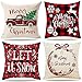 Housse de Coussin Noel 45 x 45 Decoration Canapé Decoratifs Plaid Pour Canap¨¦ Merry Christmas Decoration Tair Oreiller Pilou Pillow Rouge Wapiti Flocon de Neige Lin