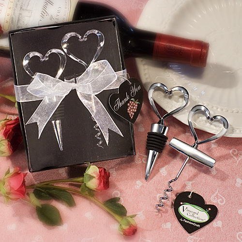 Wine Enthusiast Wedding Favor Sets Bottle Stopper & Corkscrew, 9 Home & Kitchen