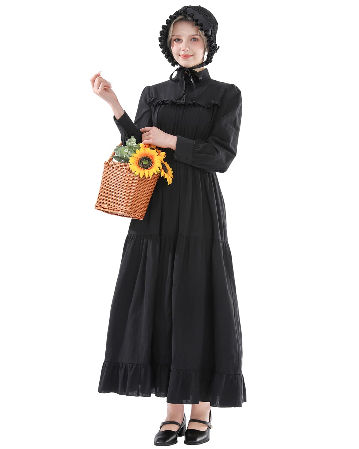 Fiamll Viktorianisches Kleid Renaissance Maxikleid Ballkleid Langarm Mittelalter Kleidung Damen Vintage Edwardianisches Kleid Abendkleid Elegant Freizeitkleider