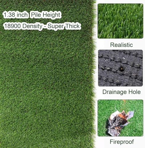 Image of Petgrow Customized Sizes Artificial Grass Turf 3FTX10FT(30 Square FT) - Indoor Outdoor Garden Lawn Landscape Balcony Synthetic Turf Mat - Thick Fake Grass Pet Pad