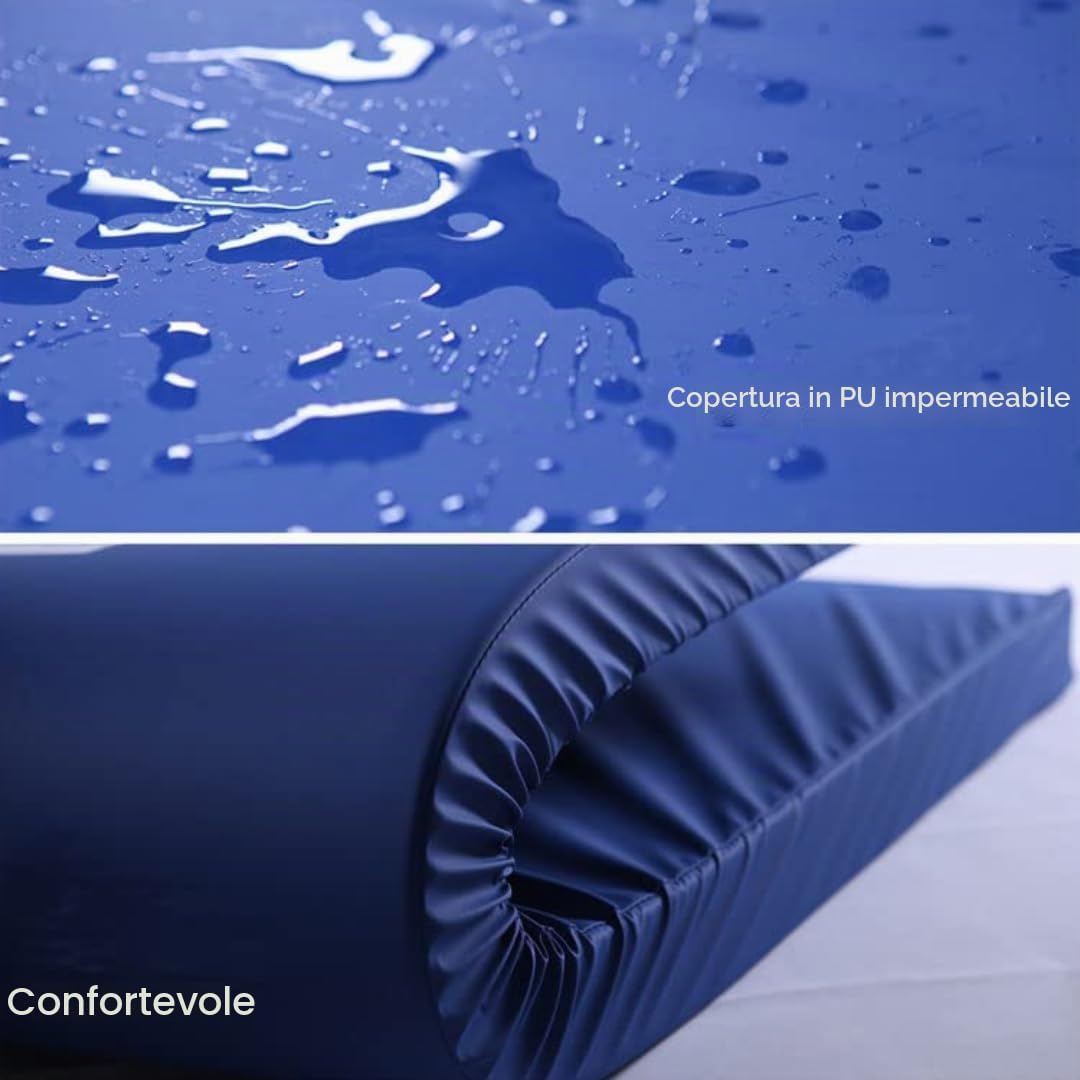 Coprimaterasso impermeabile blu traspirante e lavabile 90 x 200 cm per materassi altezza 12 cm – Made in Europe (90 x 200 x 12)