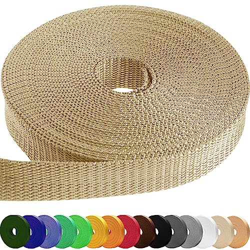 Image of TECEUM 2 Inch Webbing - Beige - 10 Yards - 2 inch Heavy-Duty Wide Webbing for Climbing Outdoors Indoors Crafting DIY nw