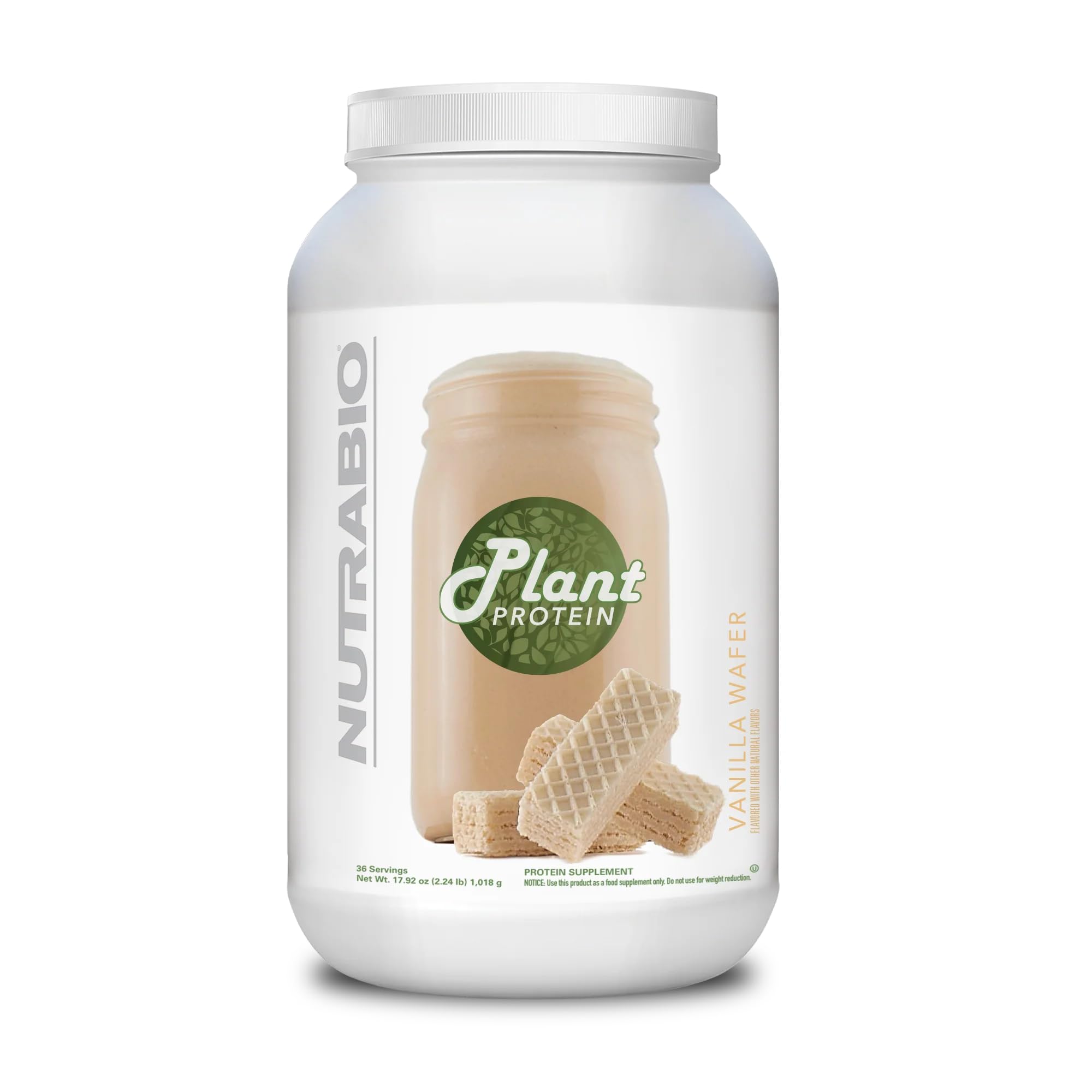 NutraBio Plant Protein – Complete Amino Acid Profile – 20G Protein per Scoop – Gluten and Dairy Free, Zero Fillers, Naturally Sweetened, Non-GMO, USA Made Protein - Vanilla Wafer - 36 Serving