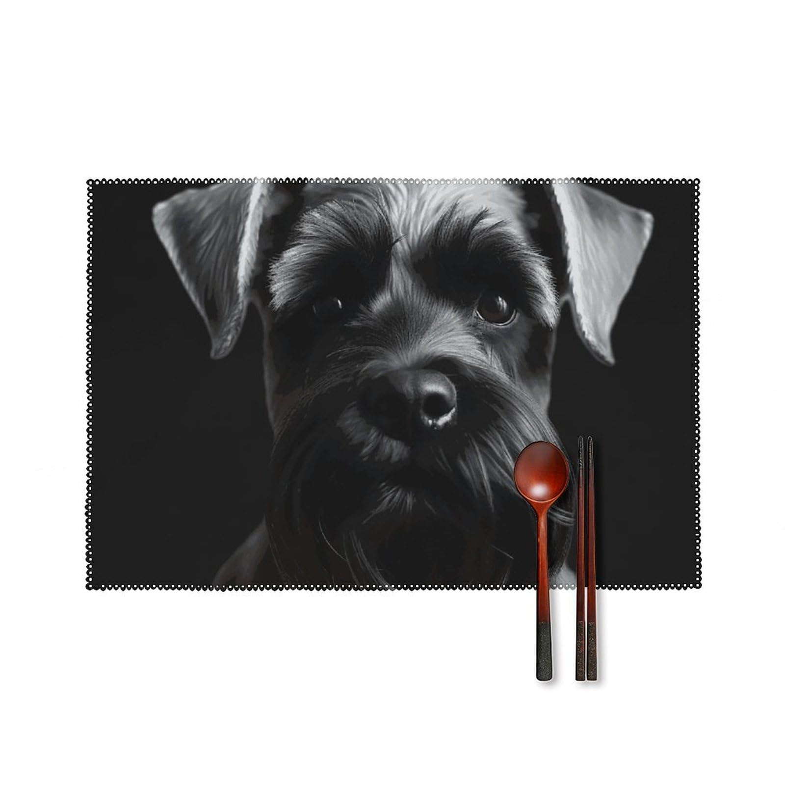 Set de table schnauzer noir en toile antidérapante lavable et résistant pour cuisine