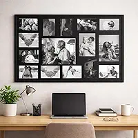 Painel Multifotos de Vidro com Paspatur Expositor para 15 Fotos 83X53 Versátil para Parede ou Balcão Outlet dos Quadros (Preto)