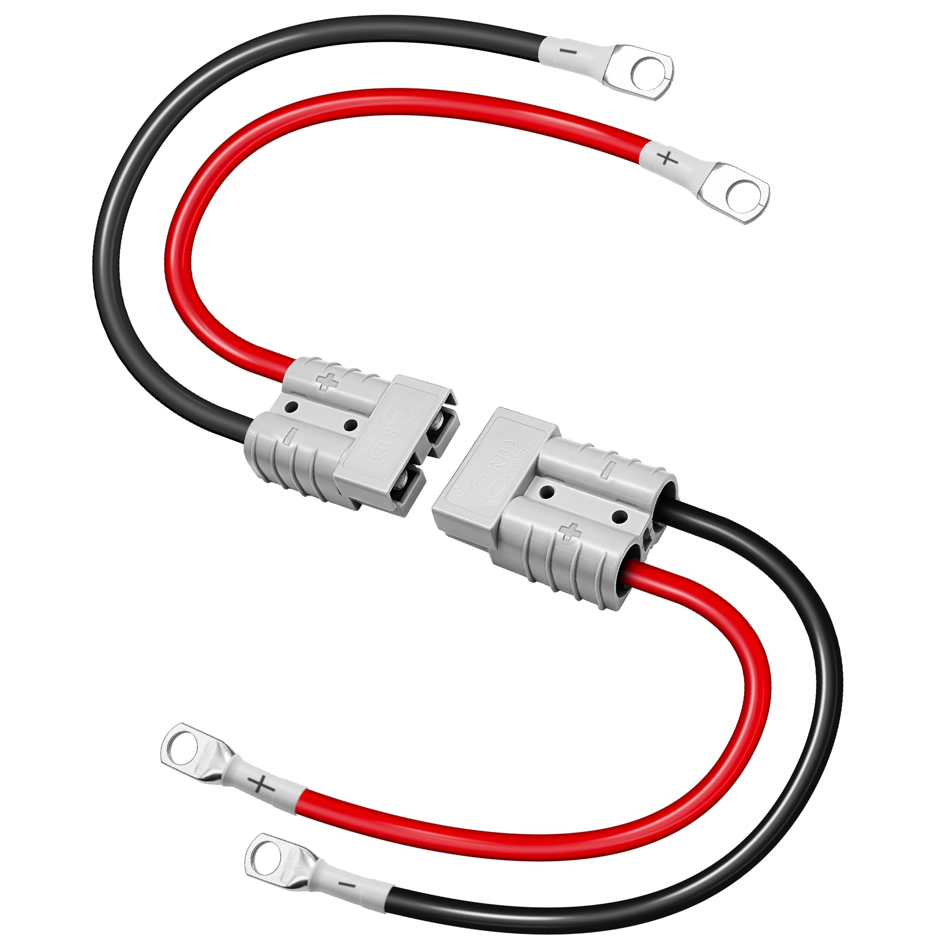 Photo 1 of 2 Pcs 50A Battery Quick Connector, Anderson Connector 50A Kit, 7AWG 600V 1.64ft Battery Cables with M8 Terminal, Quick Connectors for RV, Sightseeing Cars, Motors, Transfer Forklift, Golf Carts
