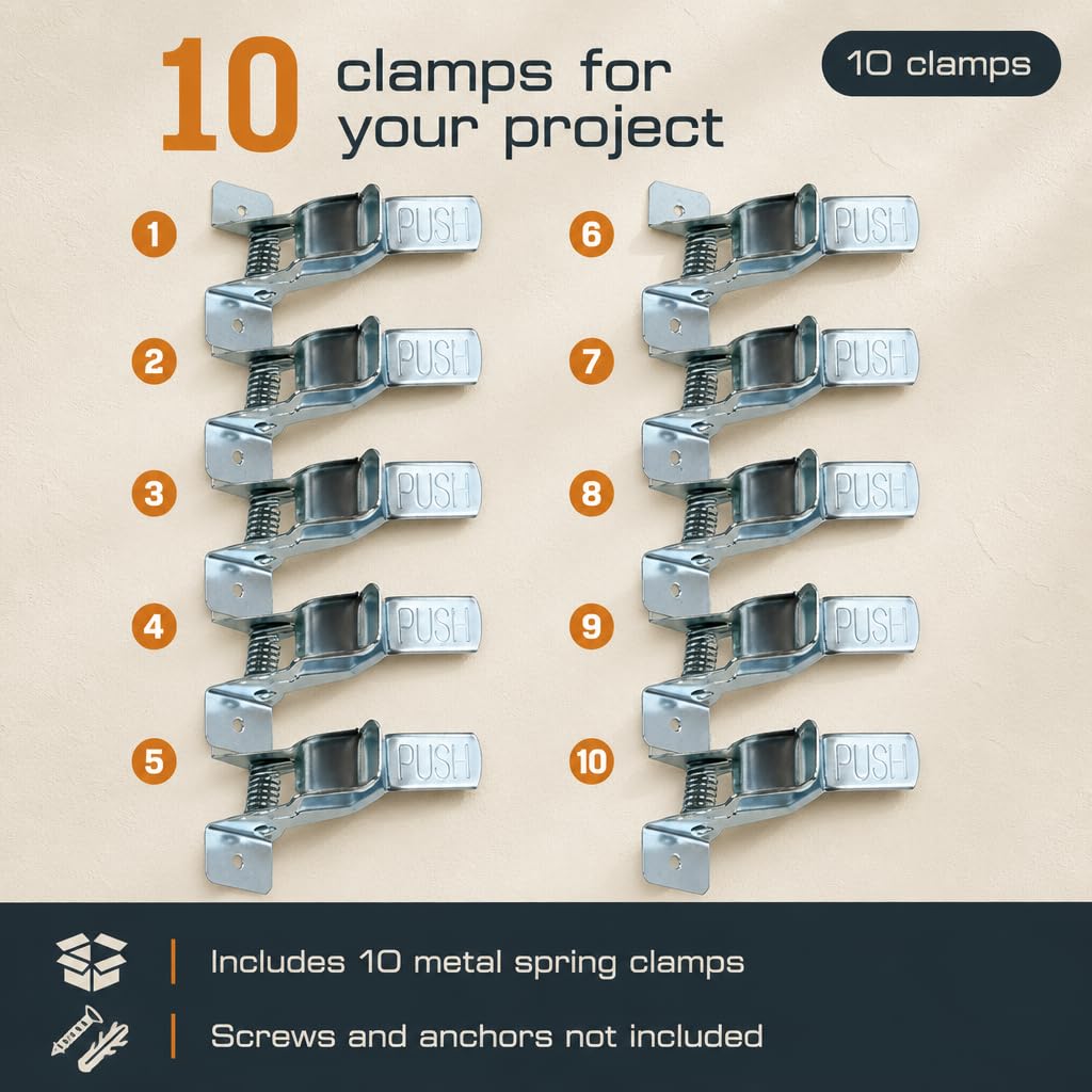 Wall Mount Spring Clamps - Organize Your Tools! -6 Wall Mount Spring Clamps - Organize Your Tools! -6