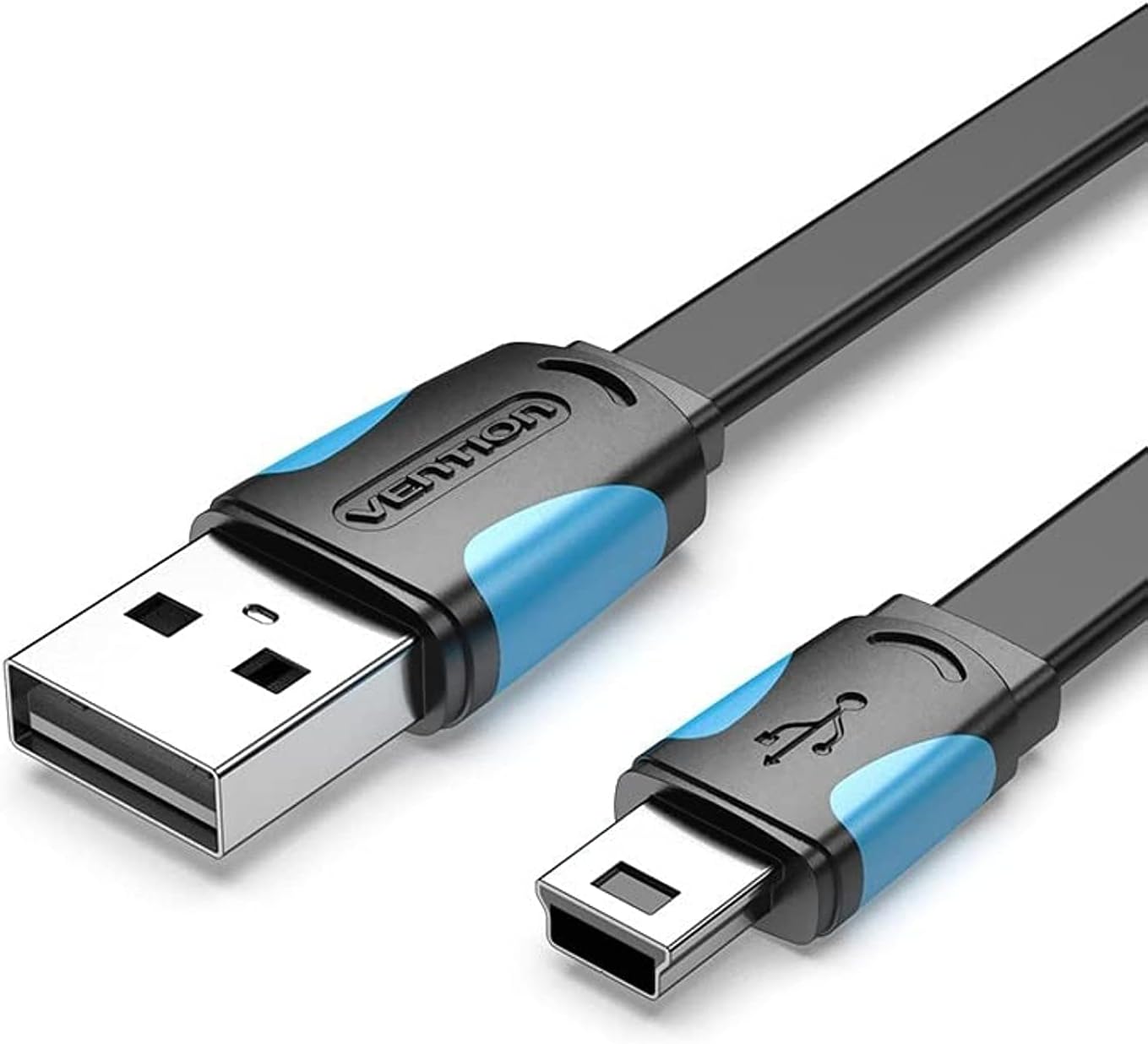 VENTION Flat USB 2.0 A to Mini USB Cable Nickel-plated steel for Cellular Phone Digital Camera HDD MP3 MP4 Player Tablets GPS (Flat USB 2.0 A to USB Mini-B, 0.25 Meter)