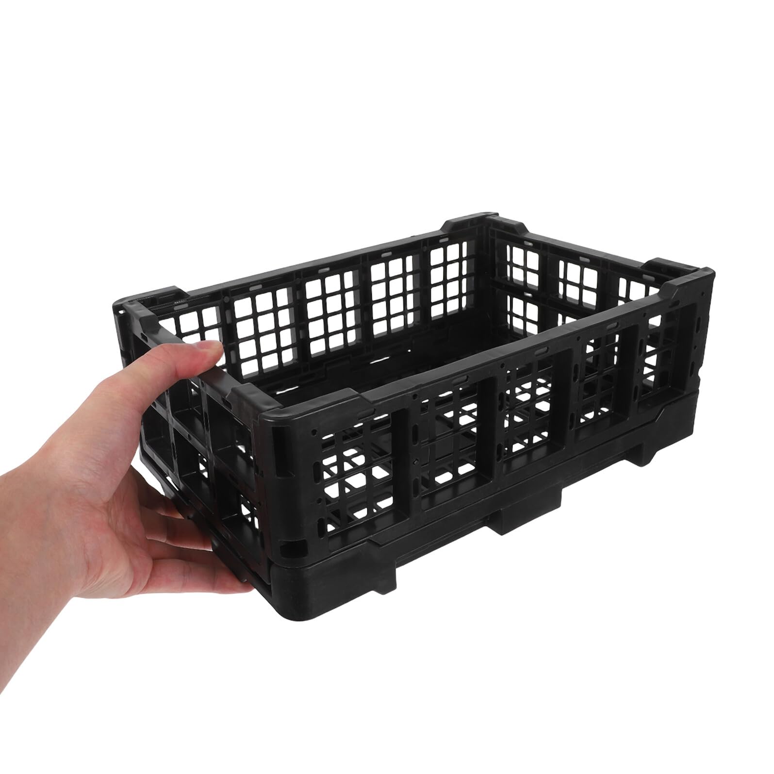 Cabilock 2 Cestas Organizadoras Plegables de Plástico Negro para Almacenamiento en Cocina y Armario, Ligeras y Compactas para Hogar y Oficina