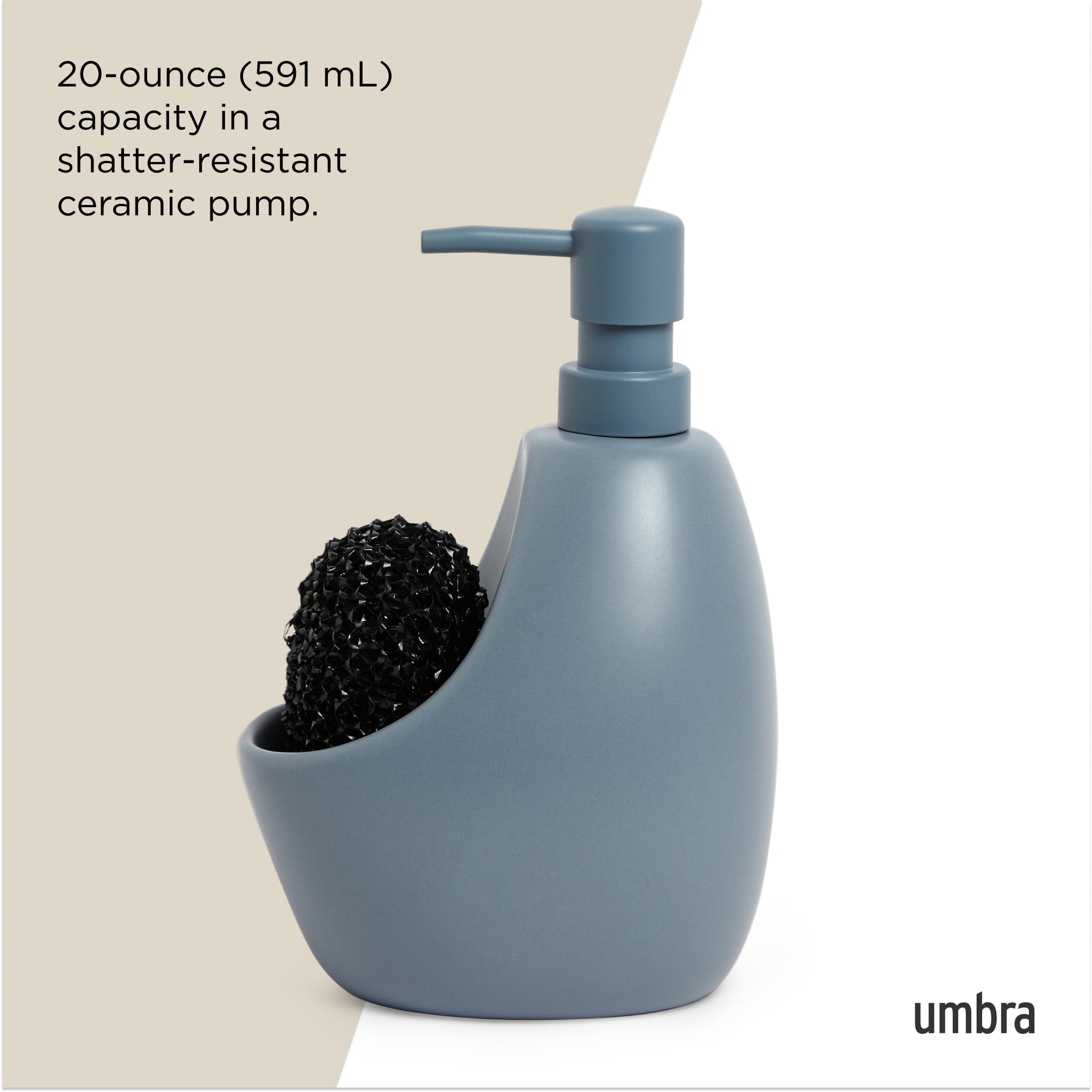 Umbra Dispensador de jabón, cerámica, Azul Pizarra