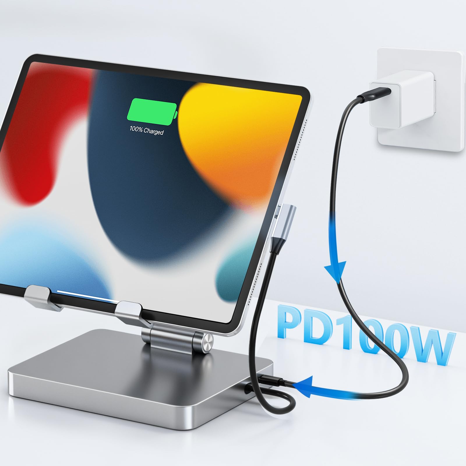 Stojaczek iPad Pro USB C Hub, adapter 10-w-1 do iPad Pro M4 M2 M1 iPad Air, stacja dokująca 4K 60 Hz HDMI, PD, czytnik kart SD/TF, USB 3.0, 3,5 mm audio, RJ45 Ethernet, akcesoria do iPad, tablet