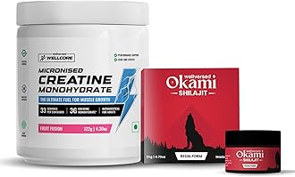Creatine Powder with Shilajit Resin (Creatine 122g Fruit Fusion & Shilajit Resin 20g) Sourced From 1800ft. | Performance and Stamina Booster | 100% Ayurvedic | Enhanced Muscle Strength |