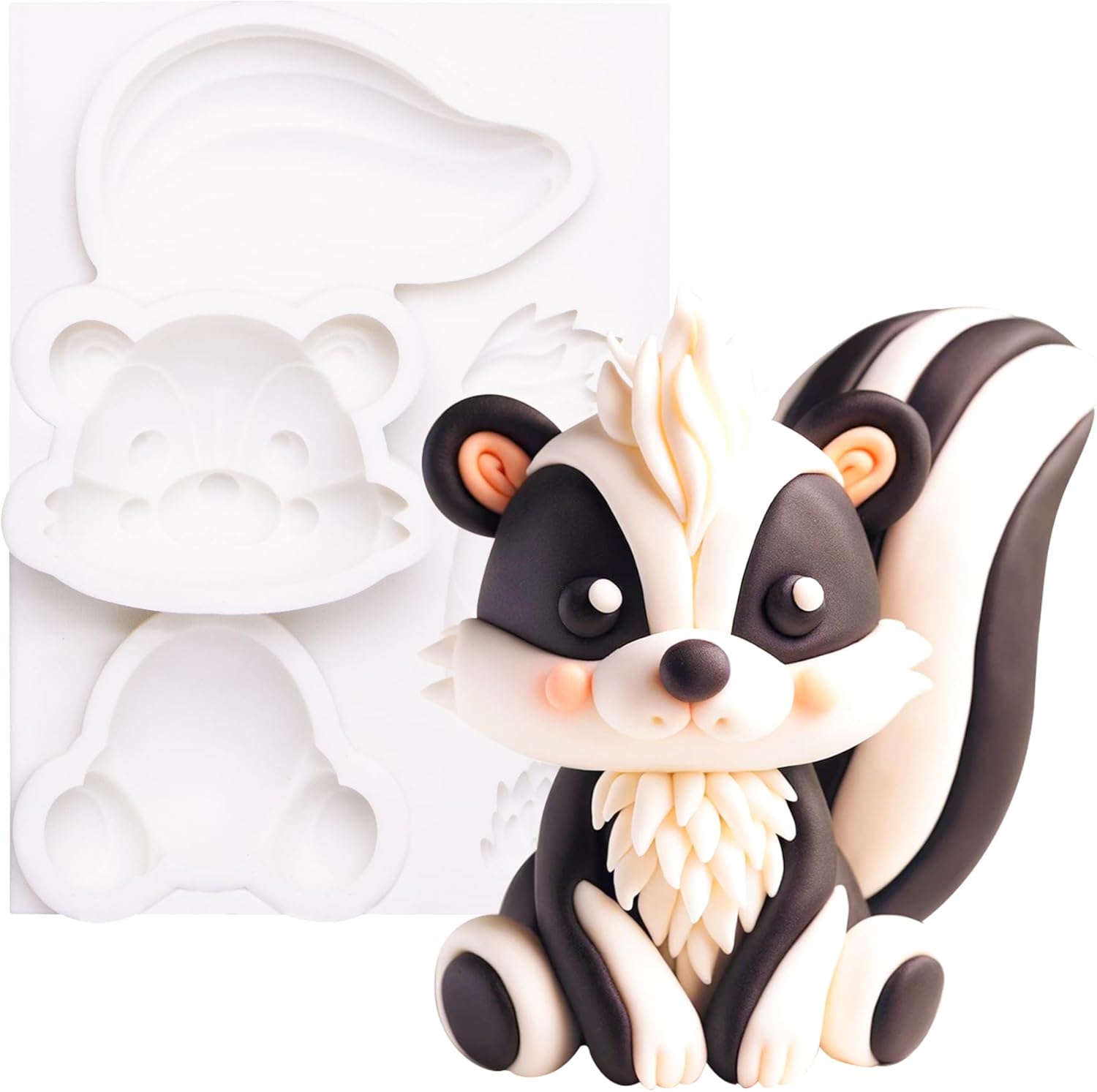 Fondant Mold Skunks Woodland Animal Cake Topper 4.7 Inches Tall