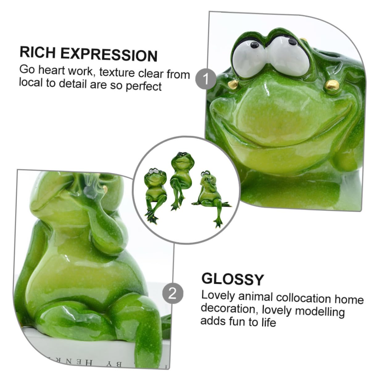 BESPORTBLE 3 Stück Froschfiguren aus Kunstharz, Grün, für Garten