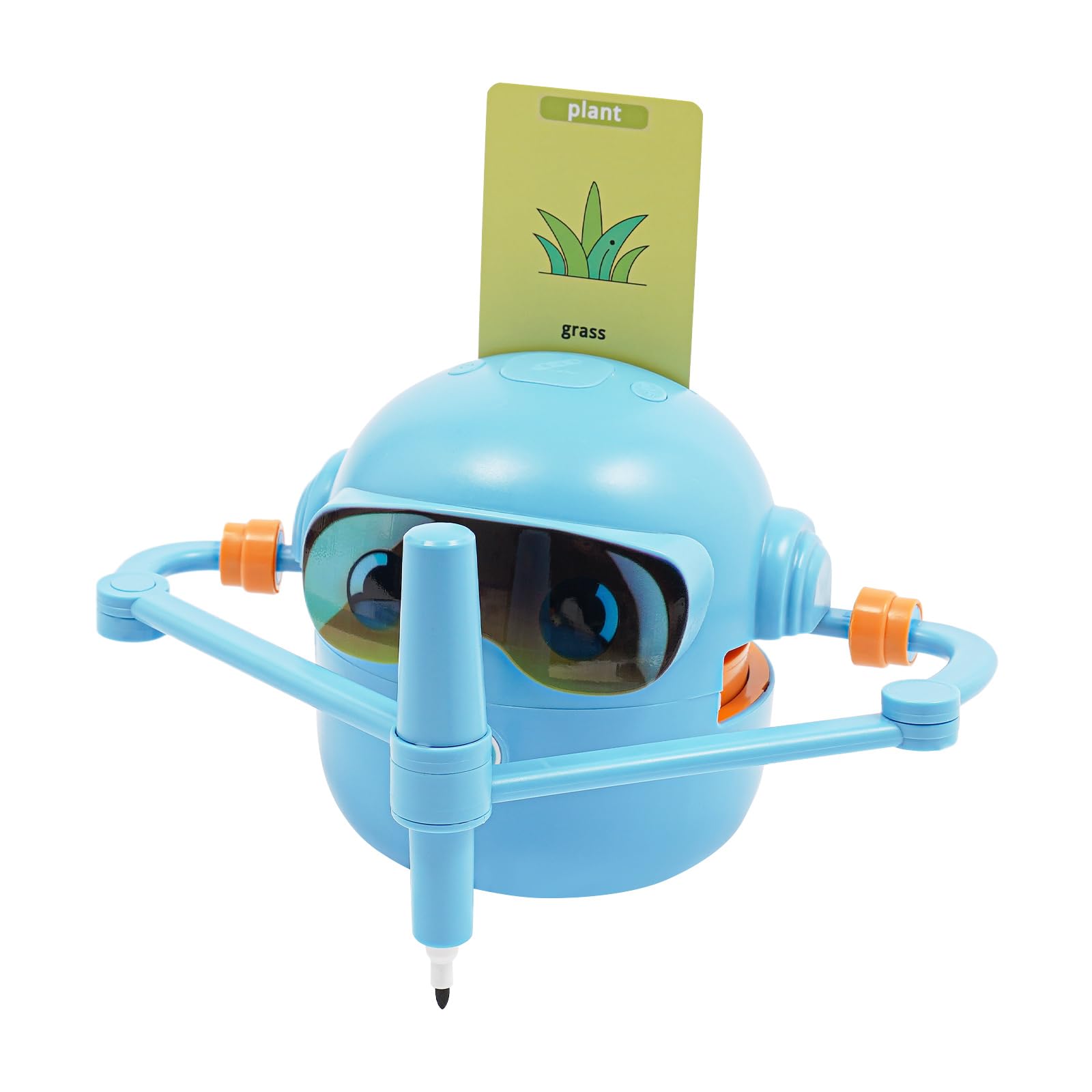 Robot de dibujo para niños, juguetes educativos para dibujar | con 100 tarjetas y 12 lápices de colores, función de dibujo automático, material ABS azul, para niños de 3 a 10 años