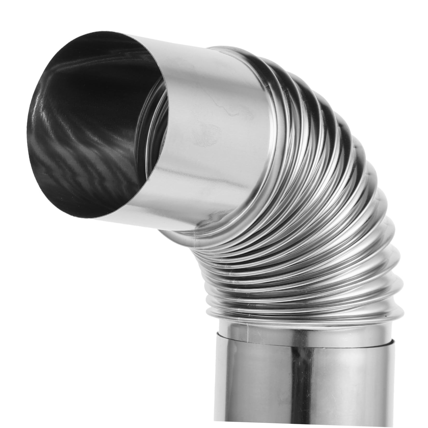 Set 2 Pezzi Tubo Stufa Esterna in Acciaio Inox 6 CM Gomito 26 CM, Prolunga Canna Fumaria Resistente alle Intemperie per Campeggio e Riscaldamento All’Aperto