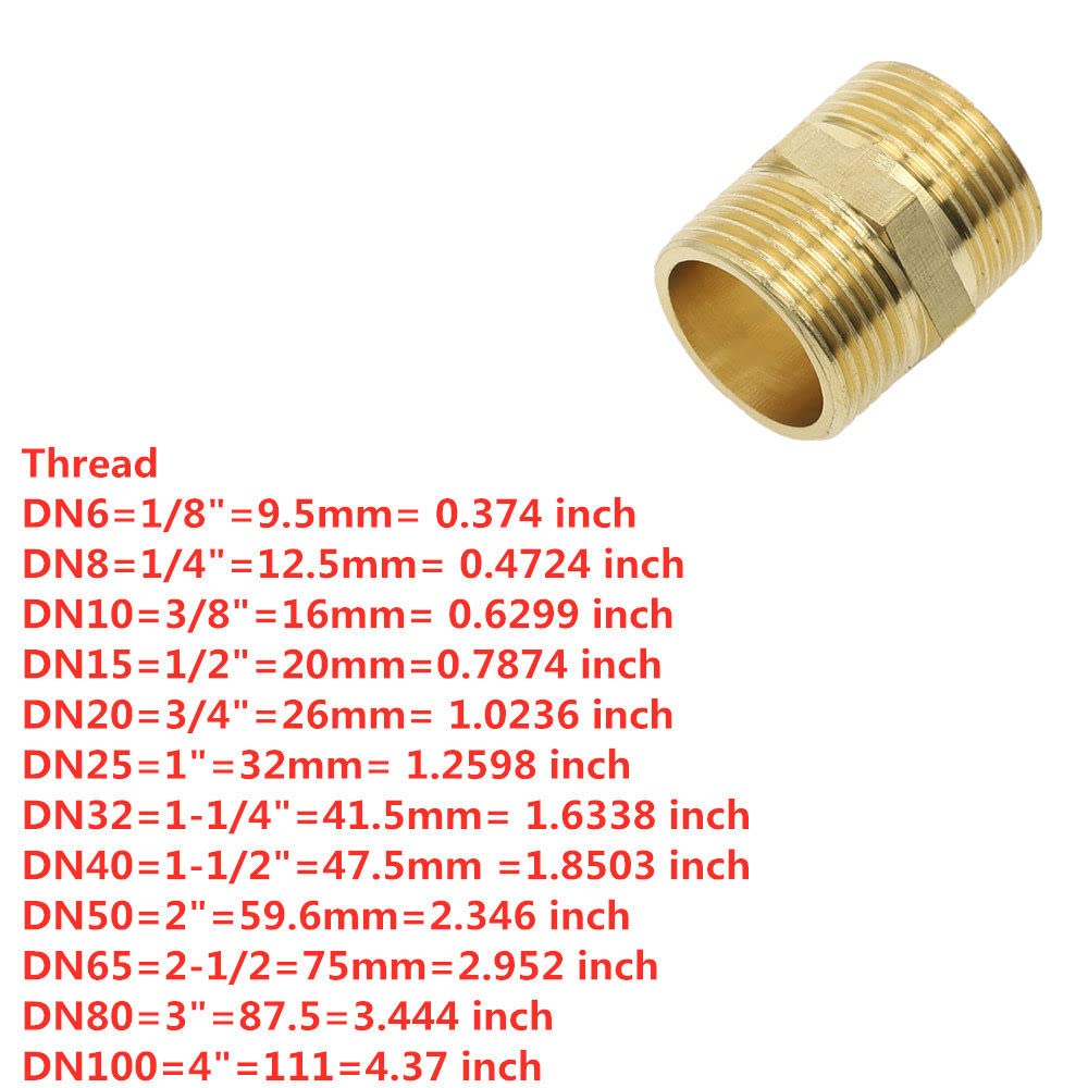 VVW&LIU Adattatore rapido per Raccordo Esagonale per Tubo in Ottone 1/8' 1/4' 3/8' 1/2' 3/4' 1' Filettatura Maschio BSP Connettore Acqua, Olio e Gas, 1,1/2"
