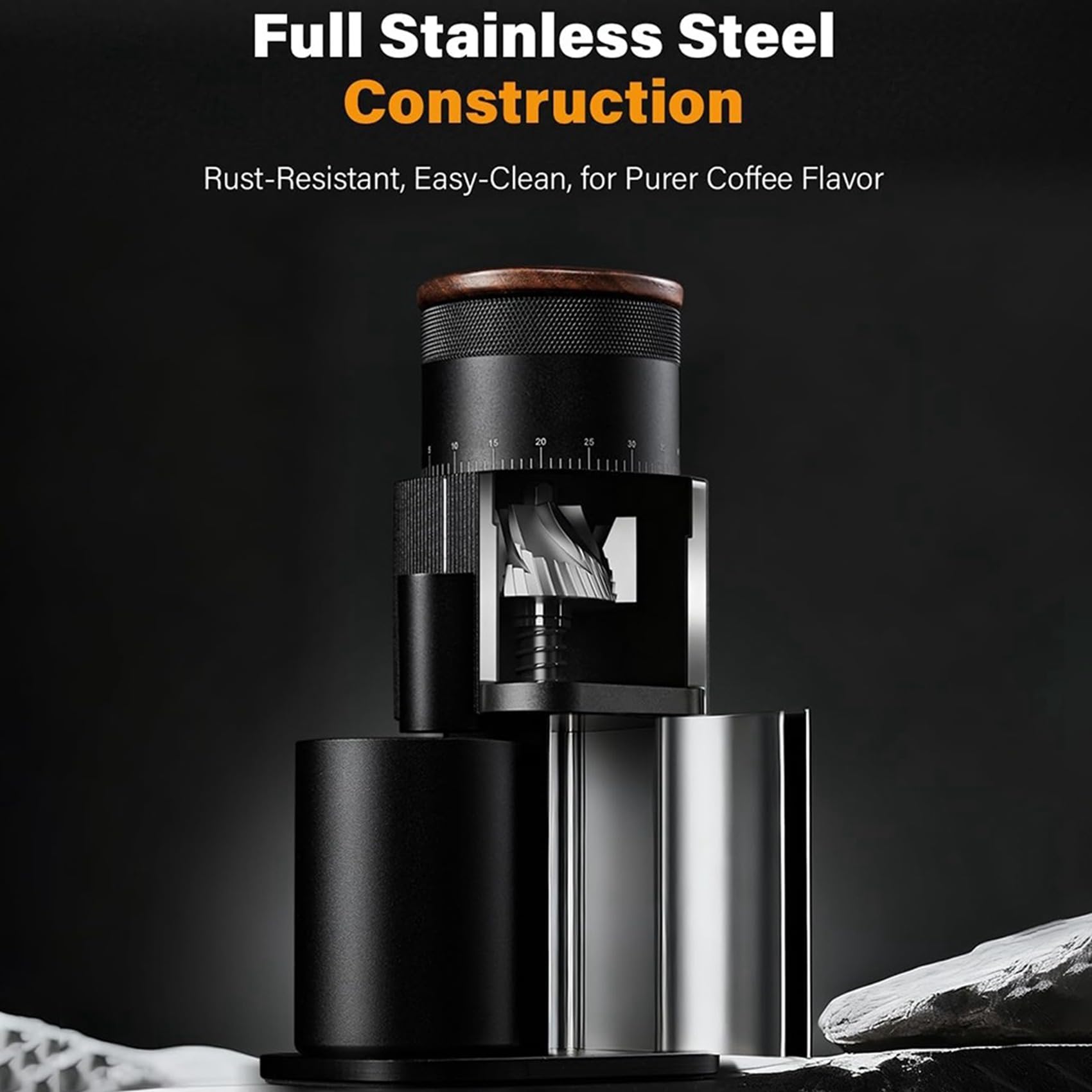 Molinillo de Café Monodosis, Silencioso, con Motor de CC, para Uso Doméstico, con Muelas y 80 Configuraciones.