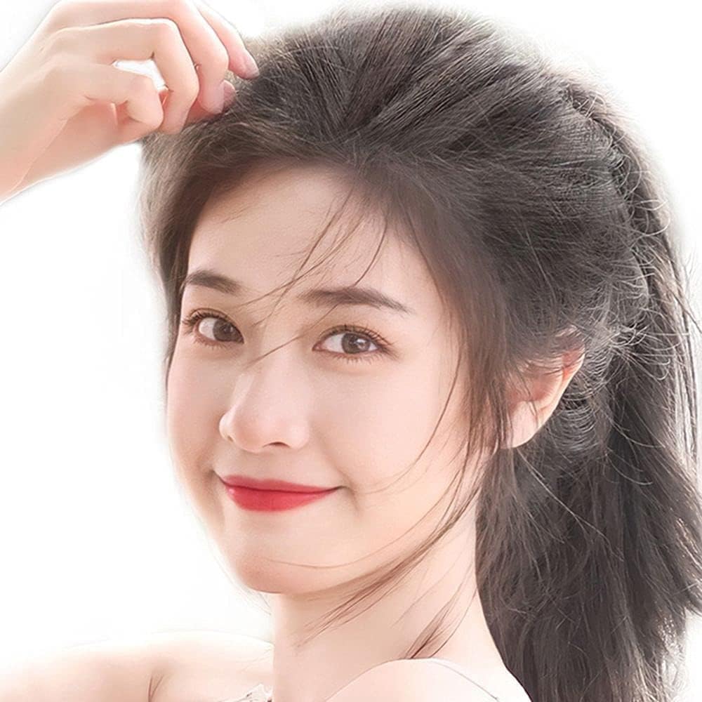 Black 20cm Invisible Human Hair Toppers For Women Seamless Clip In Hair Extension Hair Piece Short Fake Fringe Hair Lining of Hairs Top Hairpieces - Image 3