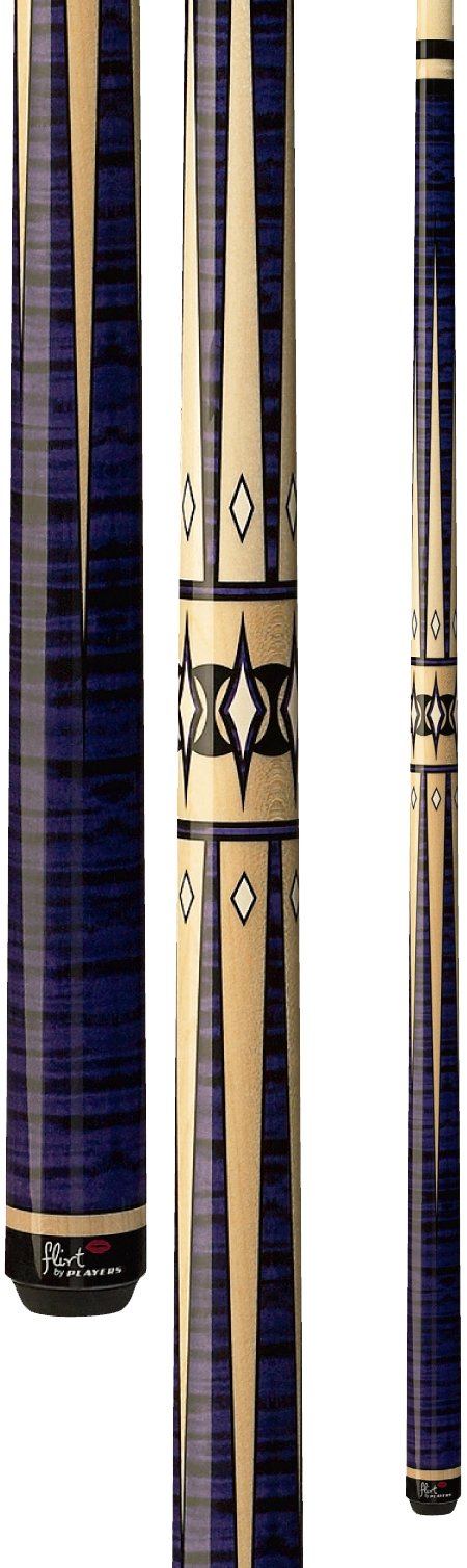 F-2610 Graphic Maple/Purple Tiger-Stripe with Black and Cream Points Pool Cue