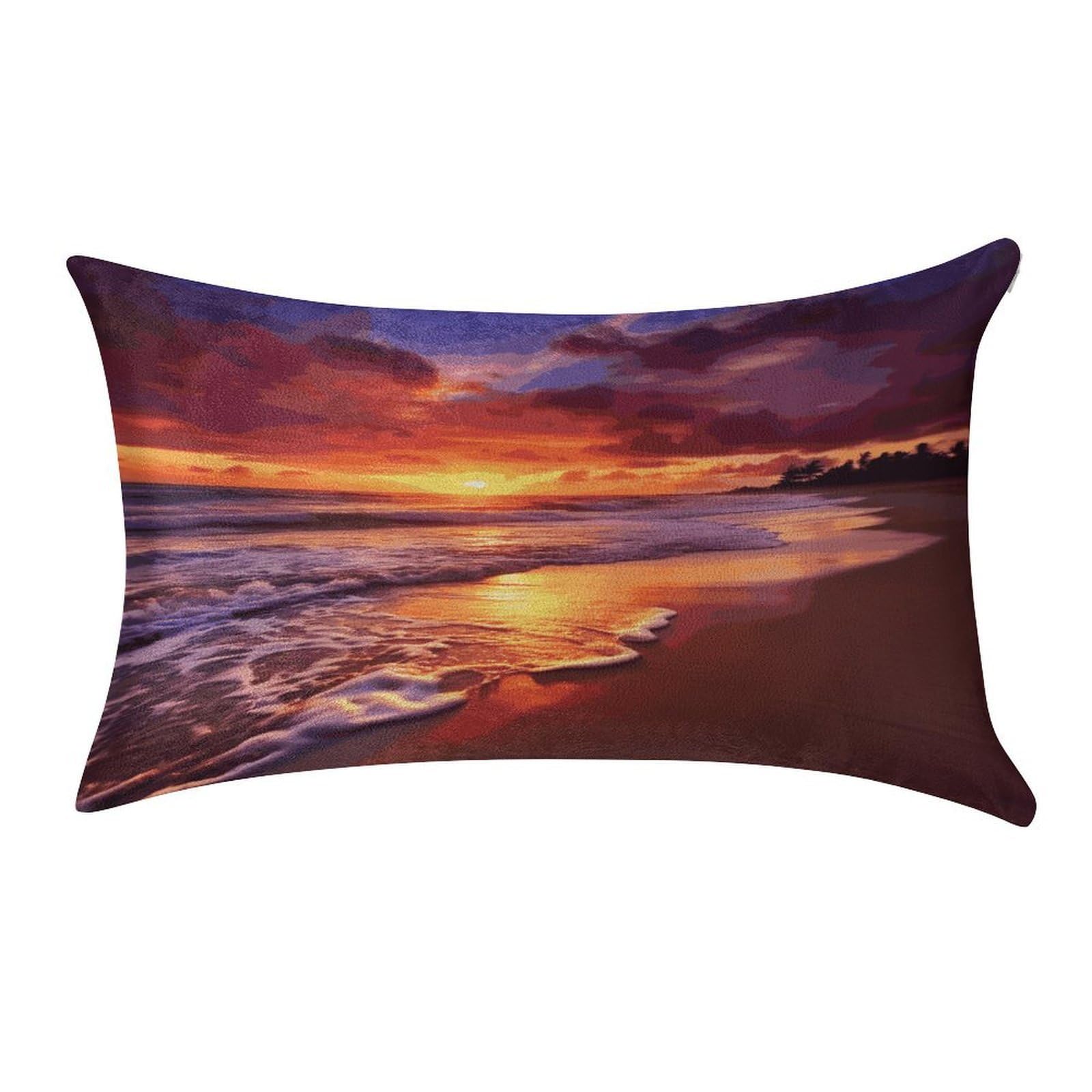 FekiLoot Beautiful Beach Sunset Pillow Covers Luxury Velvet Oblong Pillowcases Rectangular Throw Pillows Case Decorative Velvet Cushion Covers Ultra Soft Lumbar Pillow Shells 12 X 20 in