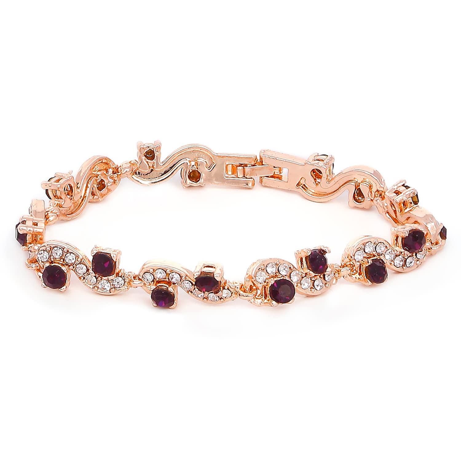 Mahi Rosegold Plated Purple Crystals Cuff & Kada Bracelet for Women (BR1100806ZPur) (B09ZPLWDPN) Amazon Price History, Amazon Price Tracker