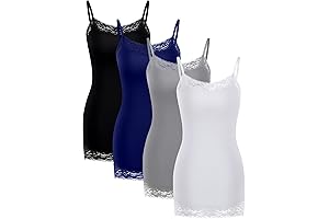 4 Pack Long Tank Lace Camisole Tops for Women
