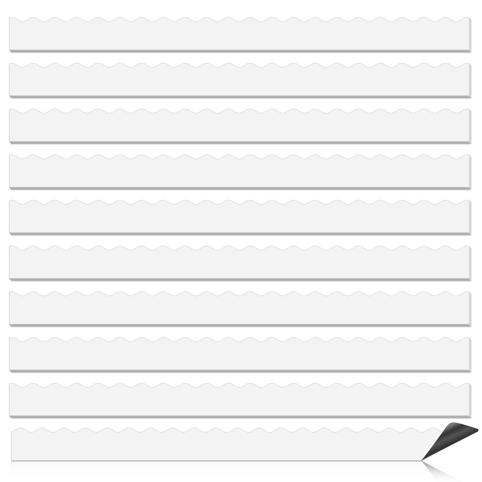 Magnetic Borders for Classroom Whiteboard - 30 Pcs White Magnetic Bulletin Board Border Set - Scalloped Chalkboard Border Strips for Teachers, Parents, DIY Home,School & Office Decoration — image 1