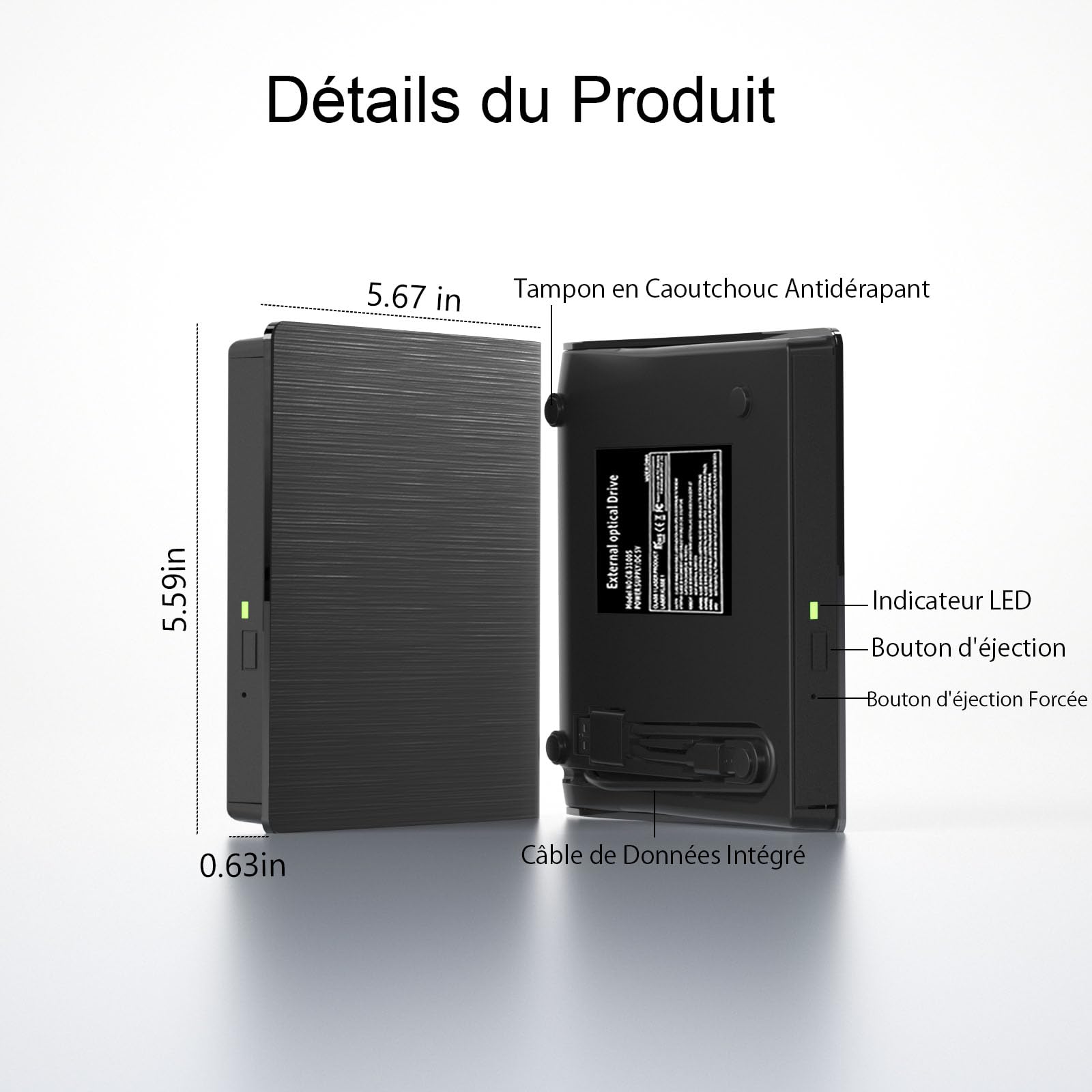Yaeonku Lecteur Blu Ray Externe, Lecteur DVD Blu Ray Externe pour PC | Portable Plug-and-Play Graveur Blu Ray Externe, Double Interface, Utilisation Dans de Nombreux Contextes pour Windows Mac OS