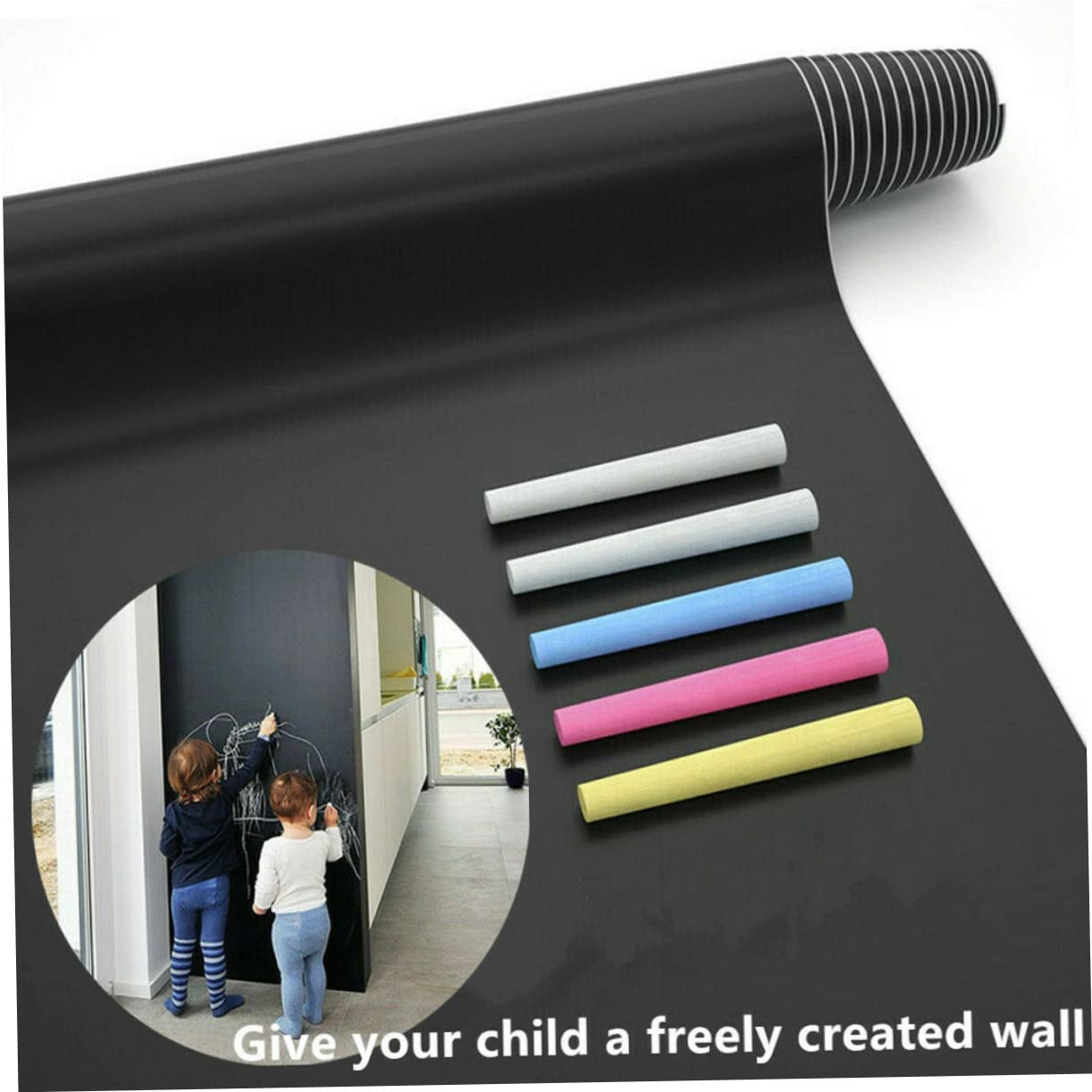 Wandaufkleber in Tafelform 2 Stück 45x200cm Selbstklebend und Wiederverwendbar aus Schwarzem Pvc Abnehmbare Kreidetafelaufkleber für Kinder im Klassenzimmer und Zuhause