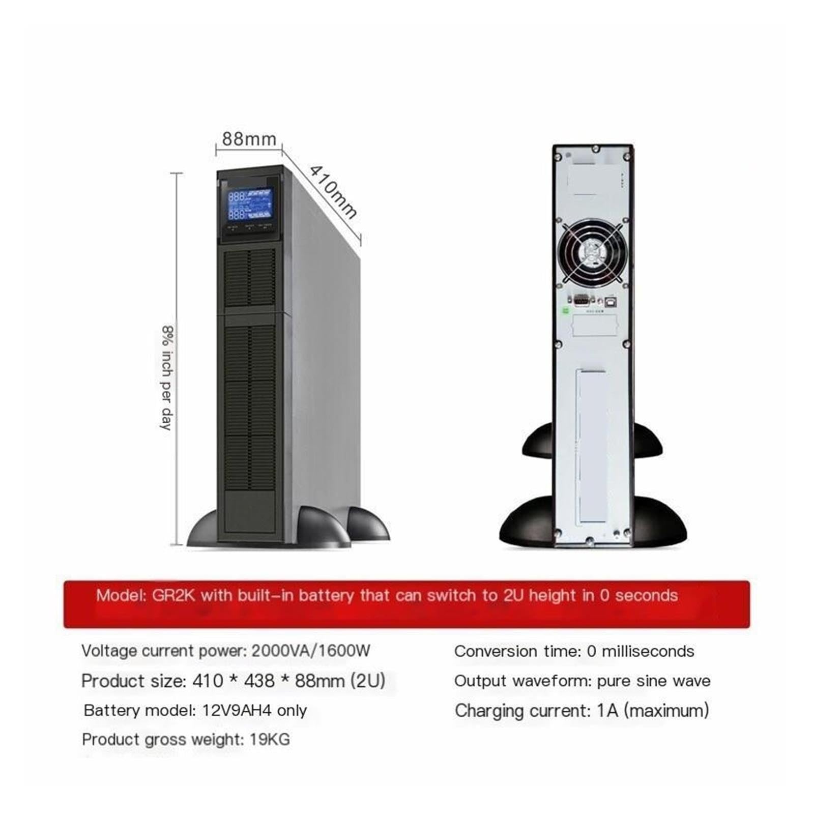 UPS en línea de 2000VA, alimentación ininterrumpida UPS de 1600W