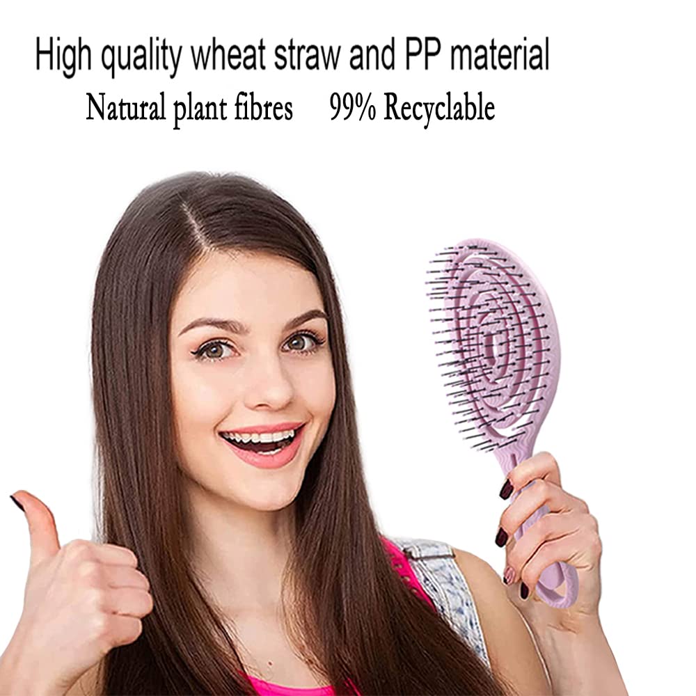 YSFSootie No Pull Hair Brush Anti-static Spiral Detangling Brush for Women & Men, Wet & Dry Curly & Straight Hair (Pink) - Image 3