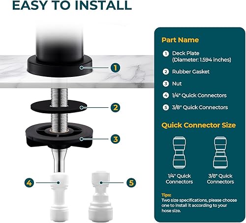Miniatura 5 de Grifos de agua potable para fregadero de cocina, grifo de filtro de agua de acero inoxidable para ósmosis inversa o sistema de filtración de agua,