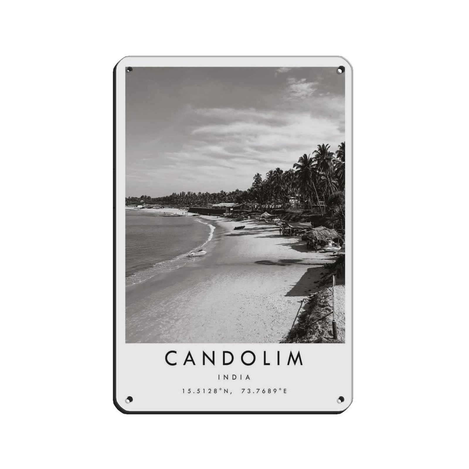 Candolim Travel, India Poster Tin Sign Vintage Metal Pub Club Cafe Bar Home Wall Art Decoration Poster Retro 8x12inch(20x30cm)