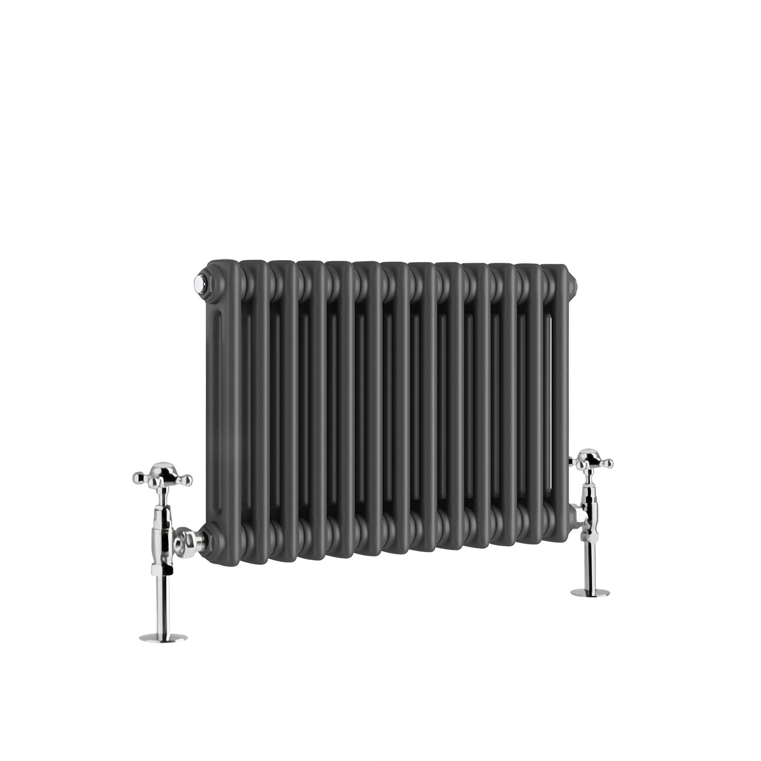 Warmehaus - Traditional Cast Iron Style Anthracite Double Column Horizontal Radiator 300 x 605mm - Perfect for Bathrooms, Kitchen, Living Room