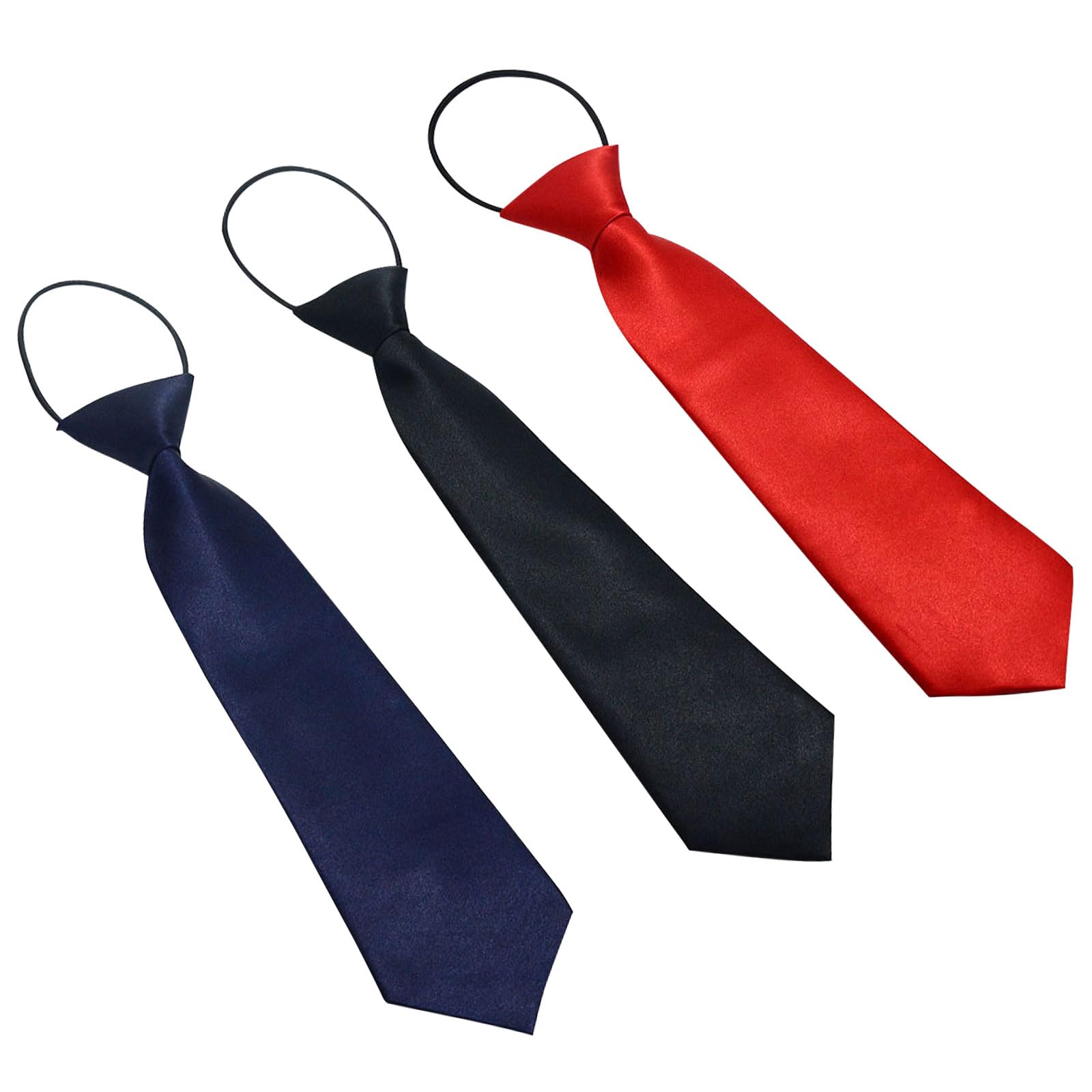 EUPSIIU 3 Piezas Corbata Infantil para Niños, Corbata Niño Disfraz, Corbata Ajustable, Corbatas con Clip, con Banda Elástica, Uniforme Sólido para Graduación de Boda Mostrar (Multicolor)
