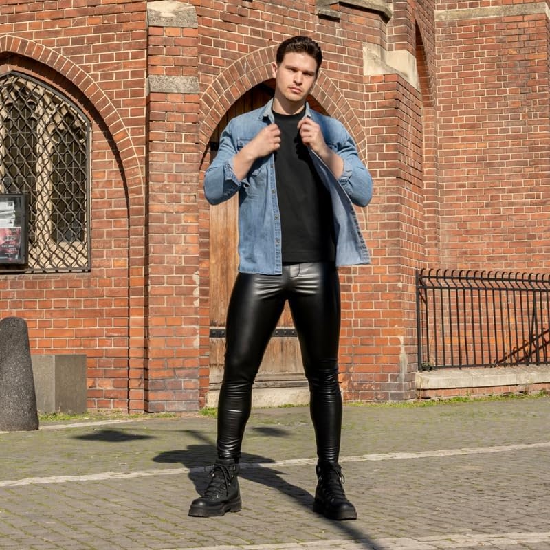 Kapow Meggings Berlin Men's Leggings - Vegan Faux Leather Men's Leggings - Natural Leather Look, Perfect for Festivals2
