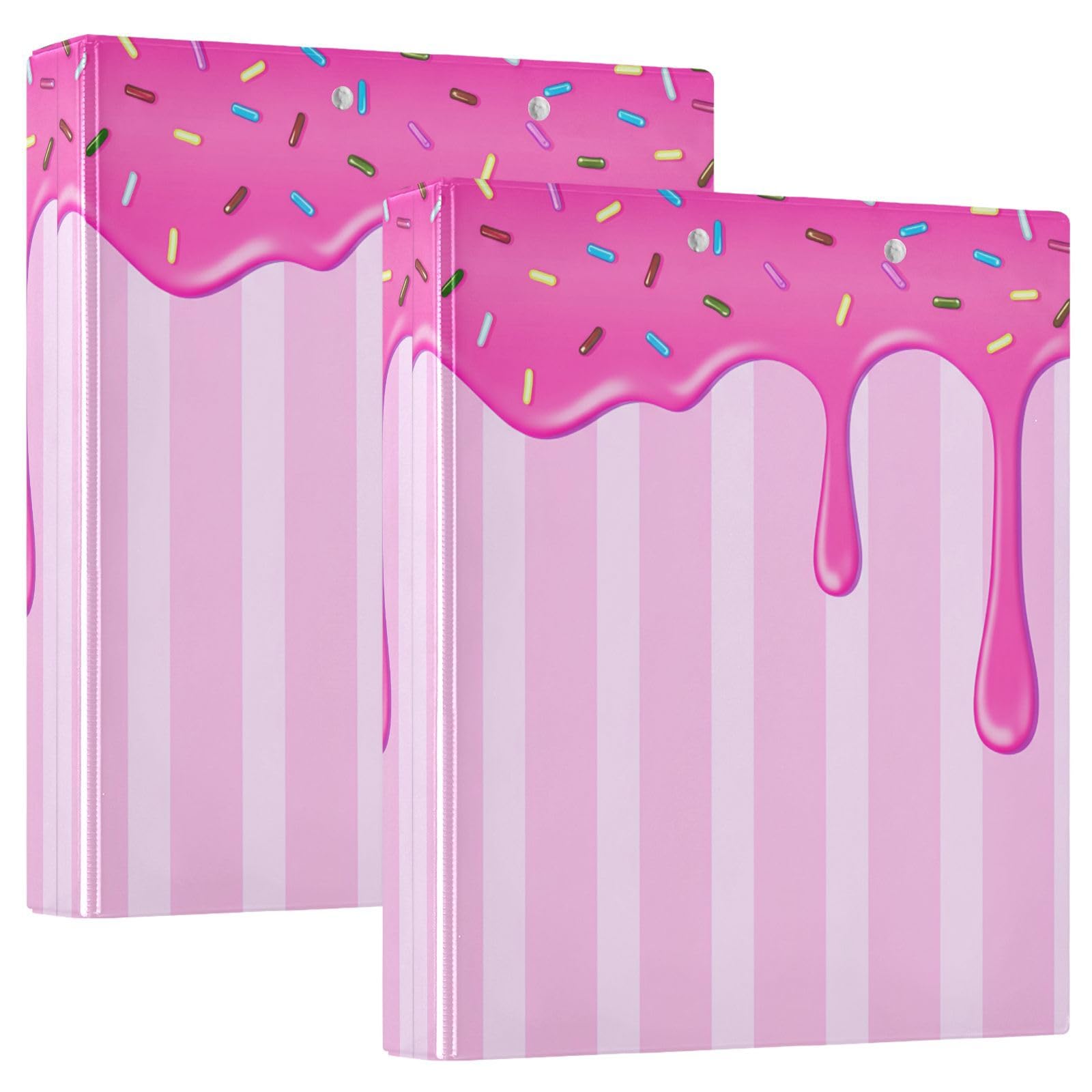 Raccoglitori a 3 anelli da 3,8 cm con gocce di caramelle, decorativi, rotondi, con clip in metallo, organizer per casa e ufficio, confezione da 2