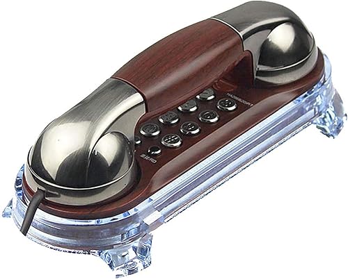 Miniatura 7 de TelPal Teléfono con cable de tamaño pequeño Trimline Teléfono antiguo retro montado en la pared Teléfono antiguo clásico vintage con luz inferior